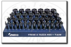 Assortimento frese perforatrici a tazza professionali in hss rivestite Tiain Ineco 030.880106
