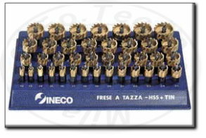 Assortimento frese perforatrici a tazza professionali al titanio in hss+tin Ineco 030.880102