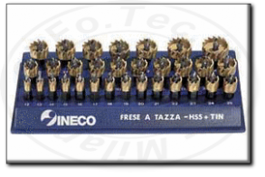 Assortimento frese perforatrici a tazza professionali al titanio in hss+tin Ineco 030.880103