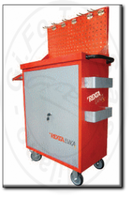 Carrello armadio a 4 ripiani con pannello portautensili rexta luka.5