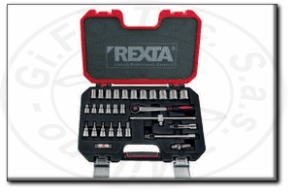 Assortimento in cassetta di bussole e accessori professionali con attacco 3/8" rexta 290.3/8SF28