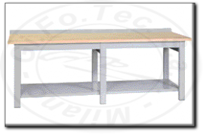 Banco da lavoro con piano in legno senza cassetti mm 2500