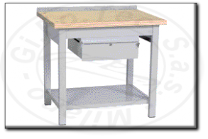 Banco da lavoro con piano in legno 1 cassetto mm 1000