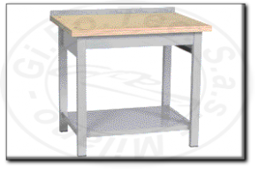 Banco da lavoro con piano in legno senza cassetti mm 1000