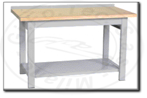 Banco da lavoro con piano in legno senza cassetti mm 1500