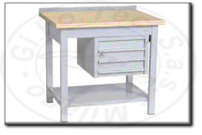 Banco da lavoro con piano in legno 1 cassettiera mm 1000