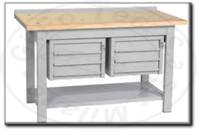 Banco da lavoro con piano in legno 2 cassettiere mm 1500