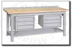 Banco da lavoro con piano in legno 2 cassettiere mm 2000