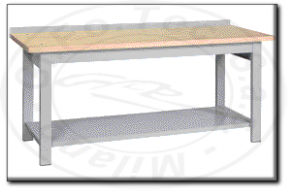 Banco da lavoro con piano in legno senza cassetti mm 2000