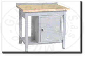 Banco da lavoro con piano in legno con 1 armadietto mm 1000