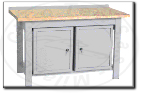 Banco da lavoro con piano in legno con 2 armadietti mm 1500