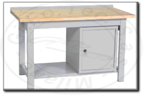 Banco da lavoro con piano in legno con 1 armadietto mm 1500