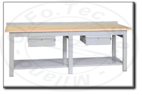 Banco da lavoro con piano in legno 1 o 2 cassetti mm 2500