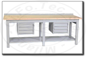 Banco da lavoro con piano in legno 2 cassettiere mm 2500