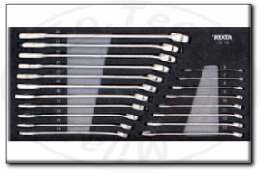 Assortimento di chiavi combinate in termoformato modulare Rexta 100.1A
