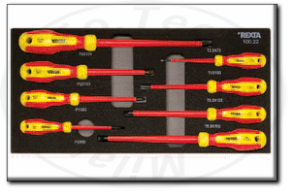 Assortimento di cacciaviti isolati vde in termoformato modulare Rexta 100.22